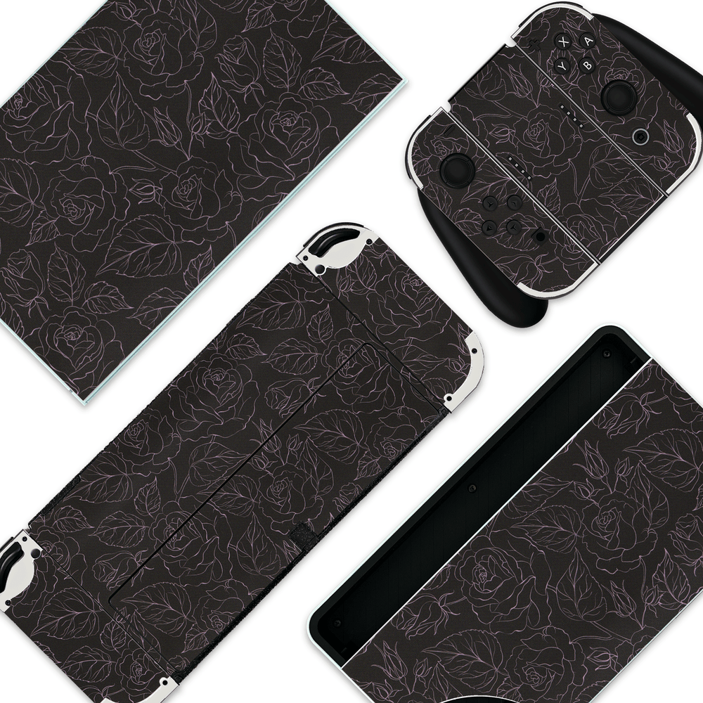 Load image into Gallery viewer, Black Rose Skin | Flower Nintendo Switch OLED or Lite Wrap