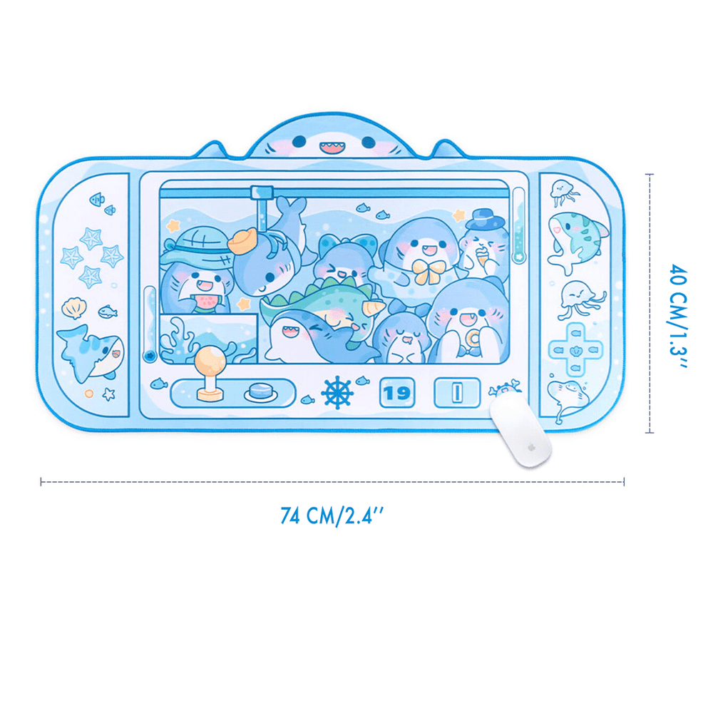 Load image into Gallery viewer, Kawaii Desk Mat Bundle – 3 Pack Anime Kirby Sakura Shark Mousepads