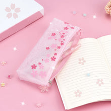 Load image into Gallery viewer, Sakura Pouch - Cute Glitter Clear Pink Pen Pencil Makeup Bag