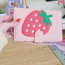 Load and play video in Gallery viewer, Strawberry Passport Cover | Cute Kawaii Pink Leather Travel Case