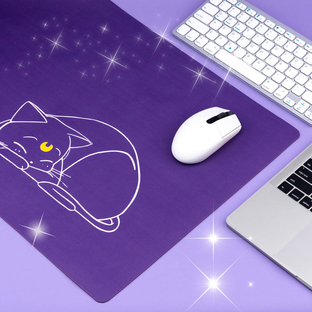 Load image into Gallery viewer, Moon Anime Desk Pad - Large Pink Purple Cat Luna Mat Mousepad