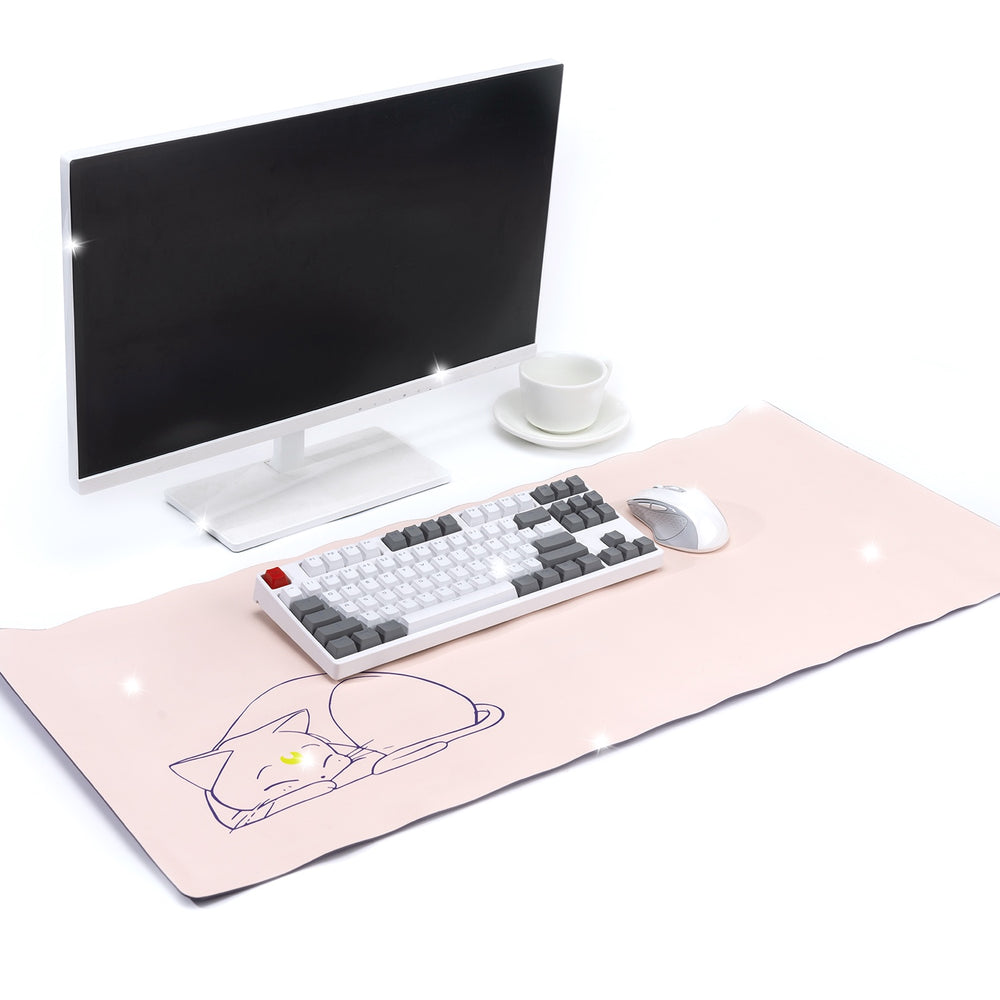 Load image into Gallery viewer, Moon Anime Desk Pad - Large Pink Purple Cat Luna Mat Mousepad
